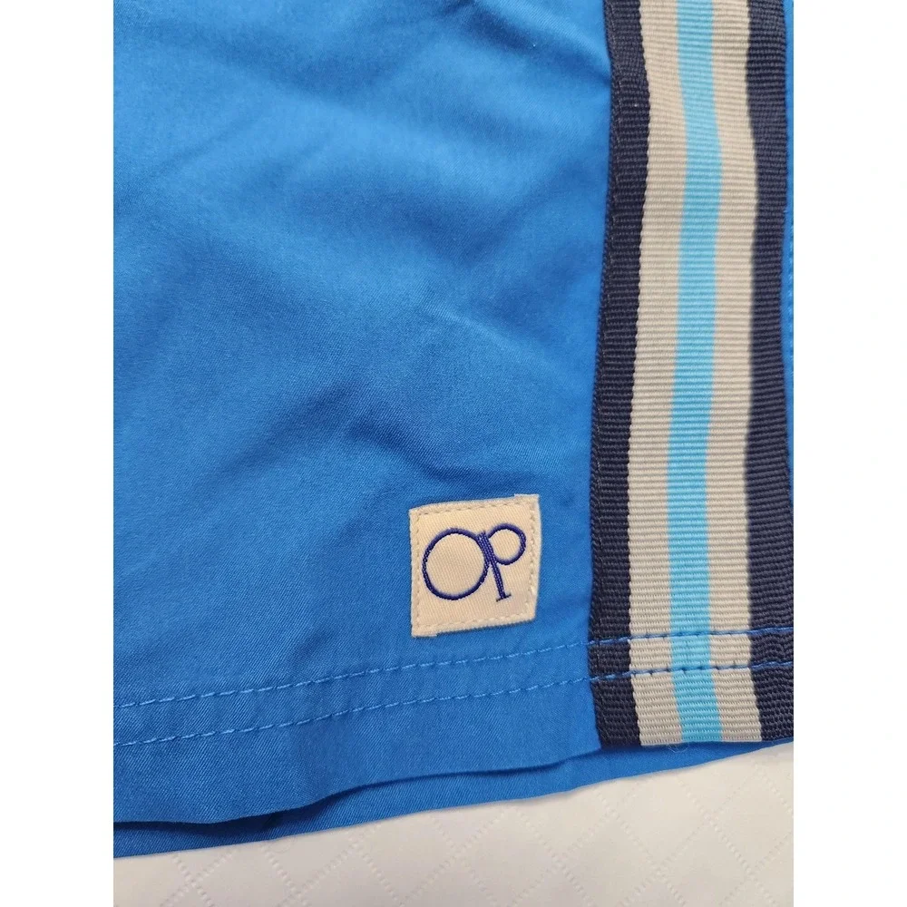 Ocean‎ Pacific Swim Shorts Mens XL Blue Side Stripe Lined Drawstring Trunks